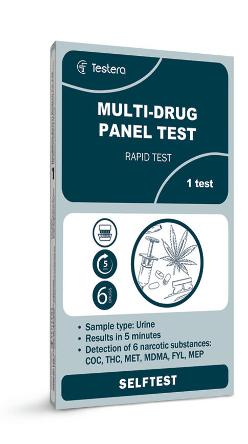 Testera 6 narkotinių medžiagų savikontrolės testas (šlapimas) – pakuotė